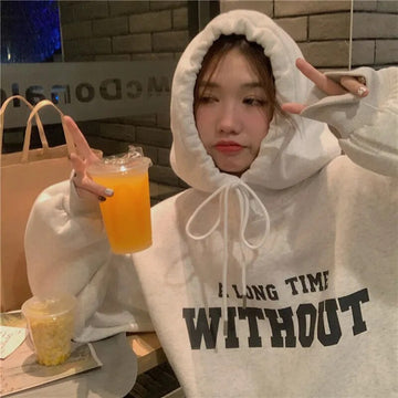 Getadme-Autumn Retro Green Letter Hoodie Women Ins Plus size Loose Hip Hop Hoodies Fashion Brand American Streetwear Oversized Outerwear